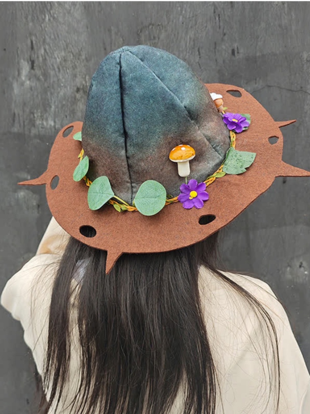 Forest-Inspired Fairy or Elven Mushroom Leaf Wizard Hat - Picture 2 of 8